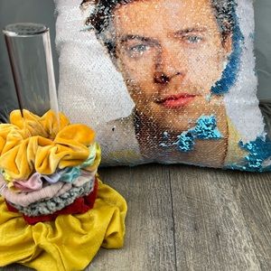 Harry Styles Sequin Accent Pillow & Scrunchie holder